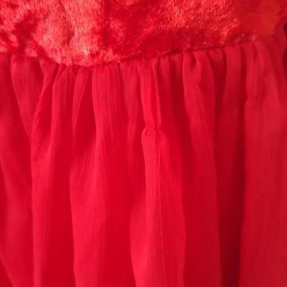 Free People Red Velvet/Chiffon Ballerina Dress - Picture 9 of 12